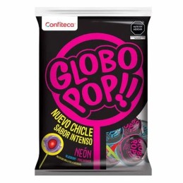 CHUPETES CON CHICLE GLOBO POP NEON / sabores de arándanos y limonada rosa bolsa 480g