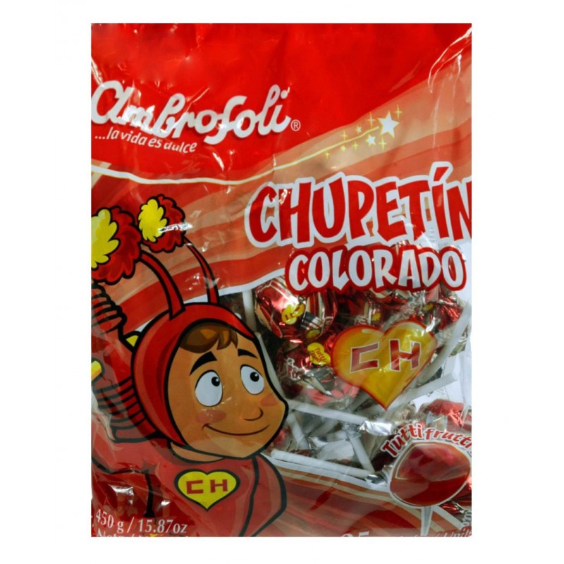 chupetes Chapulin Colorado Chupete con sabor a fresa 25 unidades