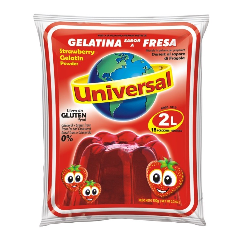 Gelatina de fresa "Universal"  Tamaño Familiar 250gr